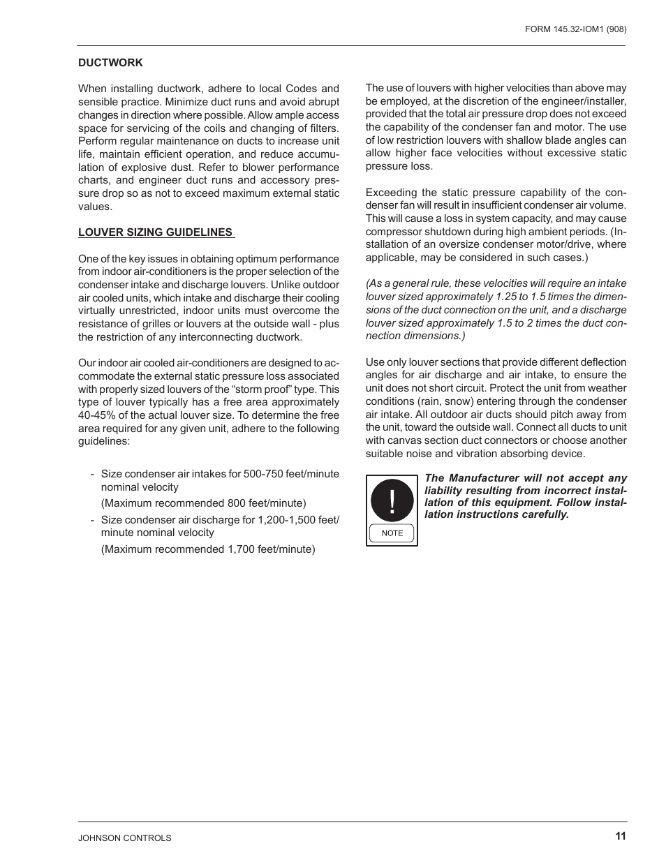 Ductwork, Louver sizing guidelines | Energy Tech Laboratories DSH User Manual | Page 11 / 24