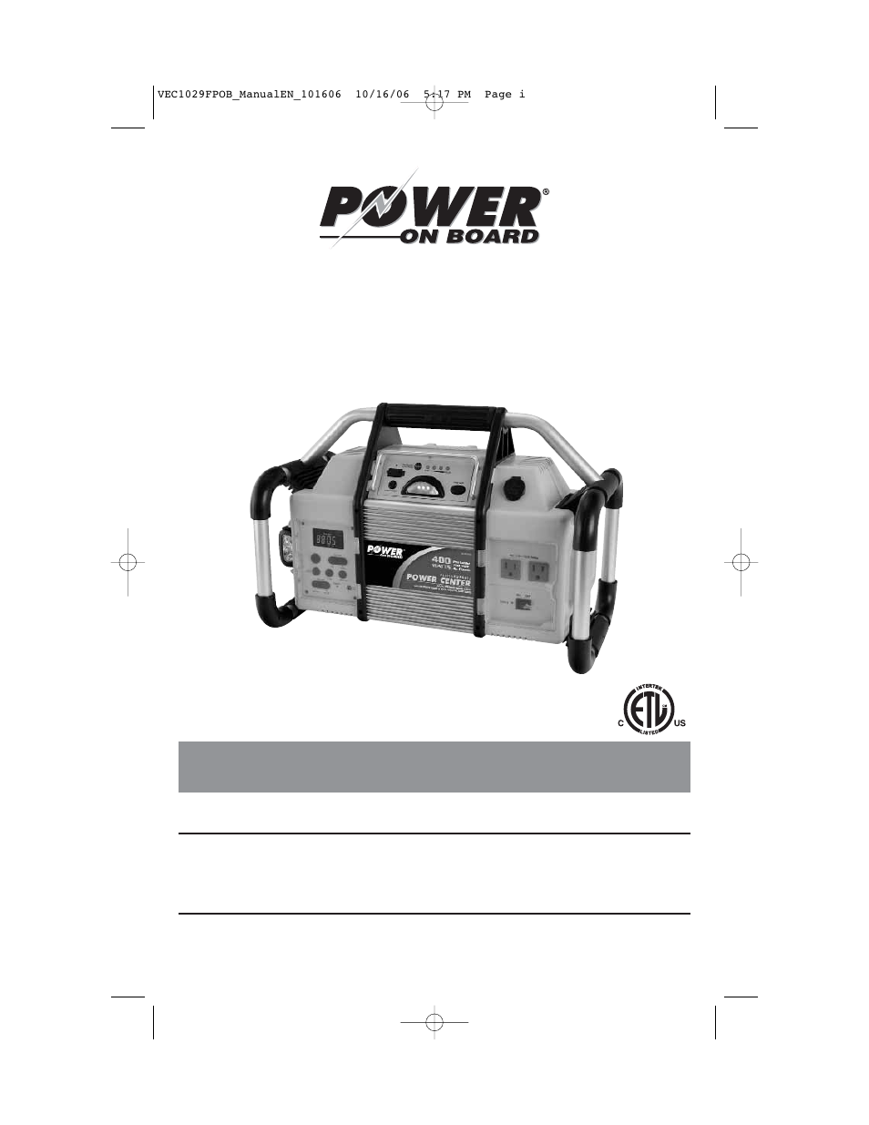 Energy Tech Laboratories VEC1029FPOB User Manual | 16 pages