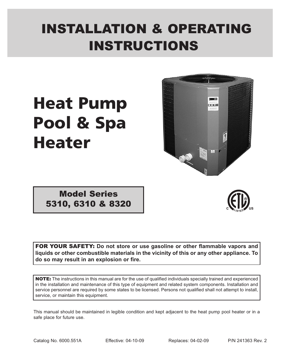 Energy Tech Laboratories POOL & SPA 5310 User Manual | 24 pages