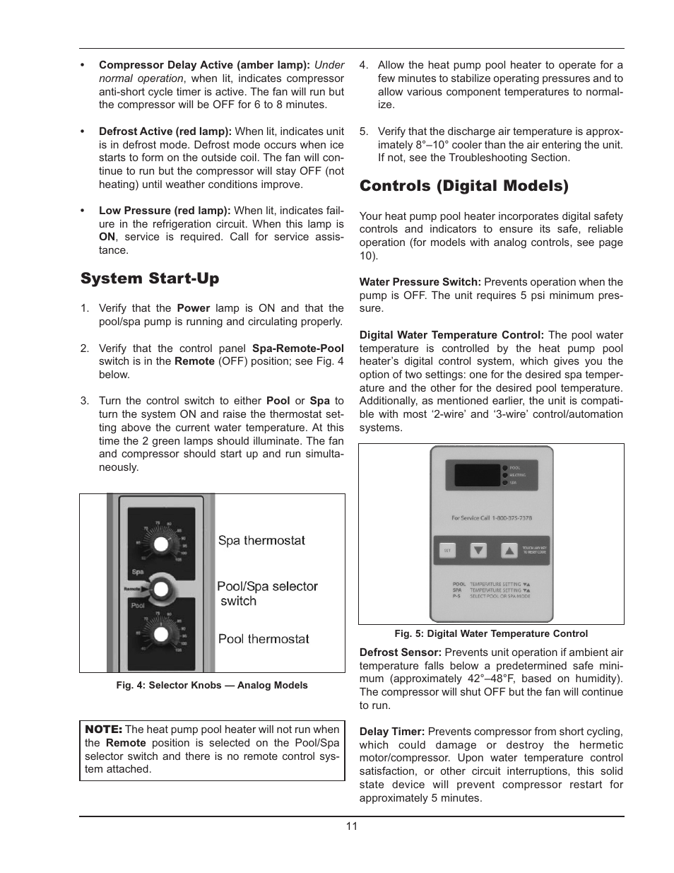 System start-up, Controls (digital models) | Energy Tech Laboratories POOL & SPA 5310 User Manual | Page 11 / 24