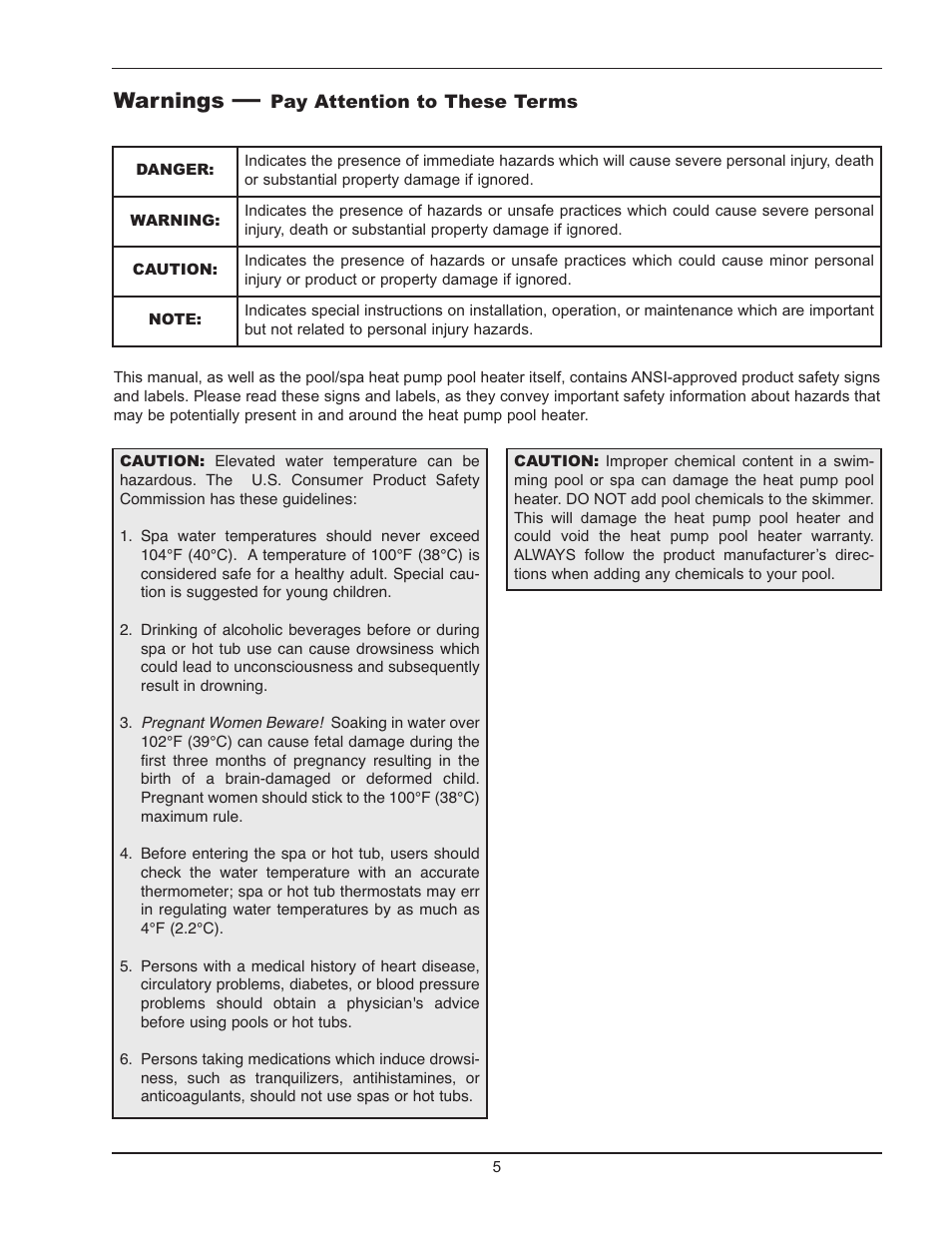 Warnings | Energy Tech Laboratories POOL & SPA 5310 User Manual | Page 5 / 24