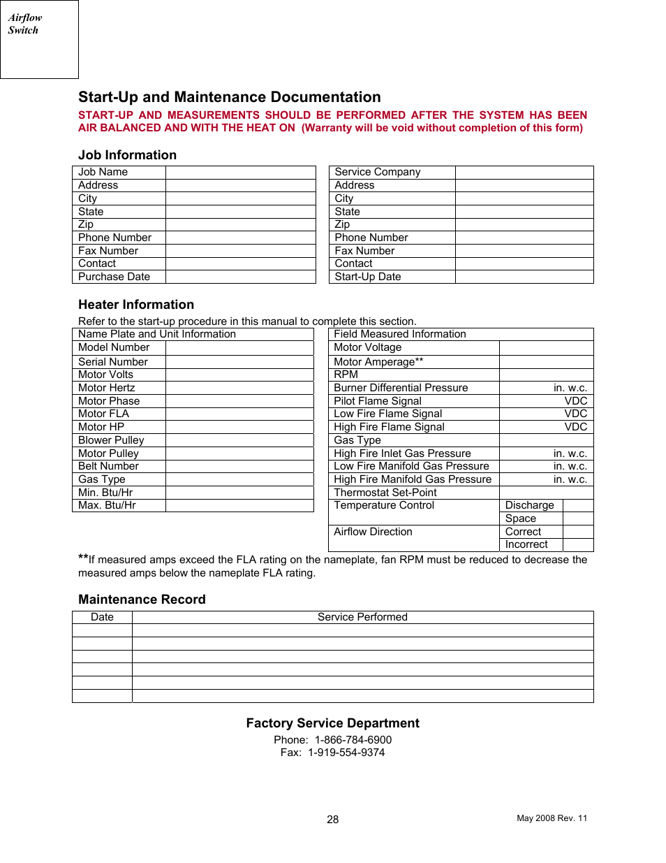 Start-up and maintenance documentation | Energy Tech Laboratories MR212 User Manual | Page 28 / 28