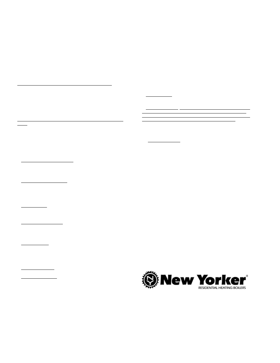 Limited warranties, New yorker boiler co., inc, For residential cast iron steam boilers | Energy Tech Laboratories New Yorker CL Series User Manual | Page 52 / 52