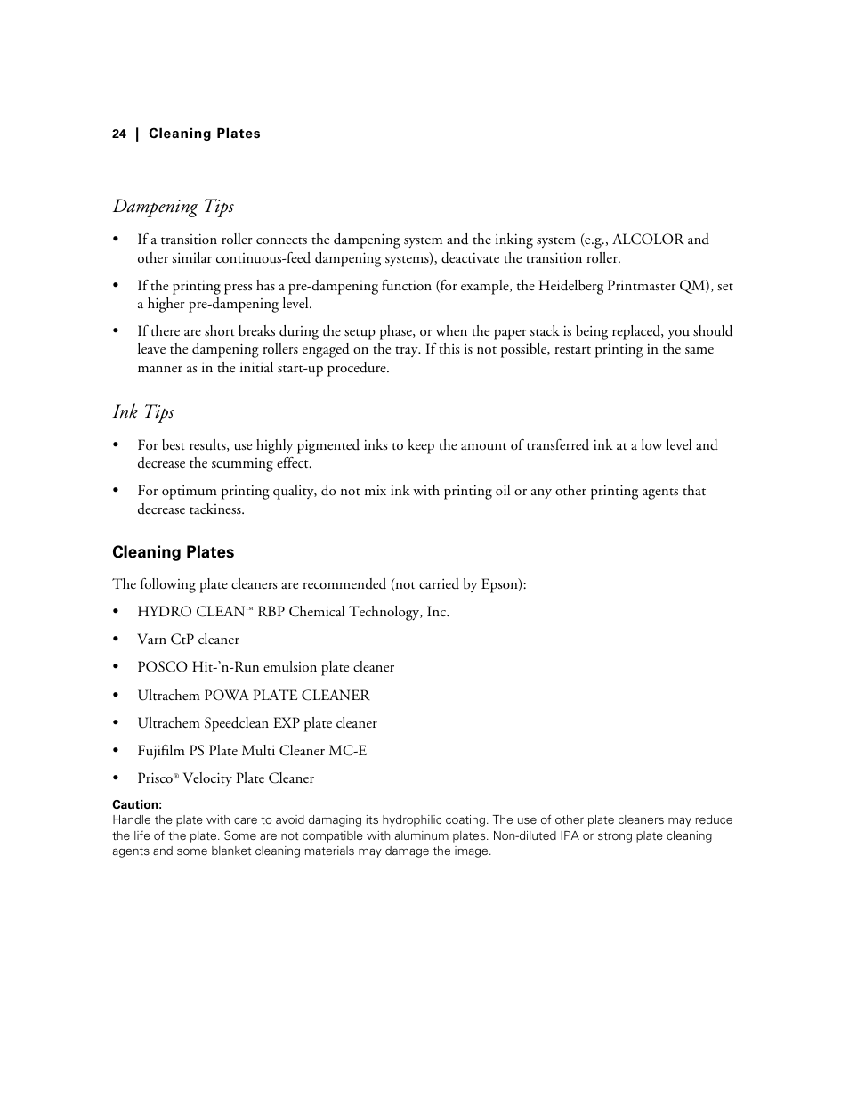 Cleaning plates, Dampening tips, Ink tips | Energy Tech Laboratories 7900CTP User Manual | Page 24 / 28