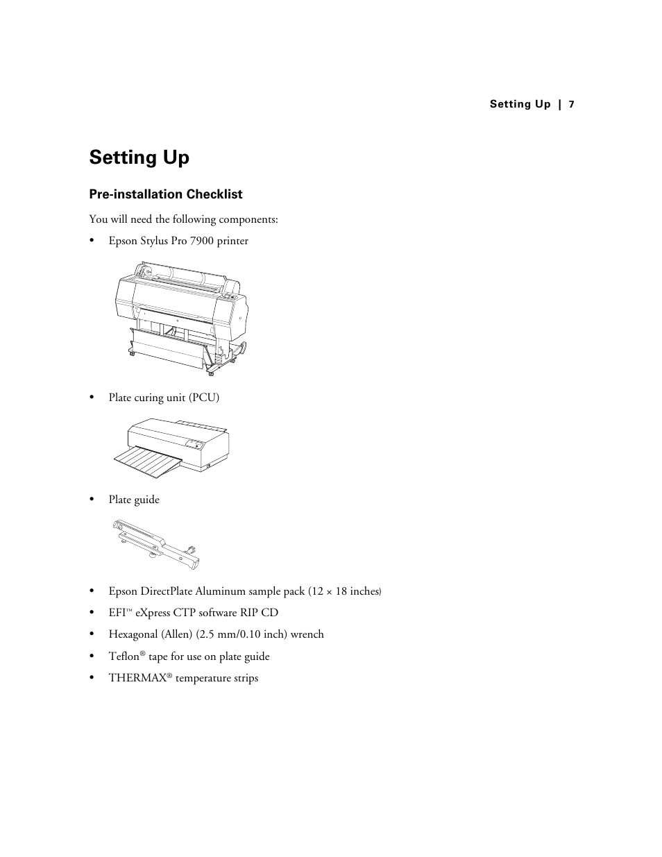 Setting up, Pre-installation checklist | Energy Tech Laboratories 7900CTP User Manual | Page 7 / 28