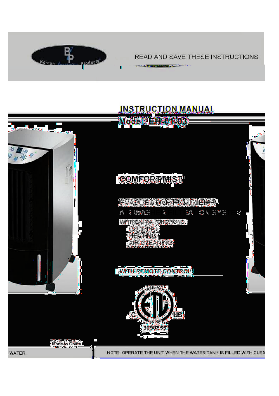 Energy Tech Laboratories EH-01-03 User Manual | 16 pages