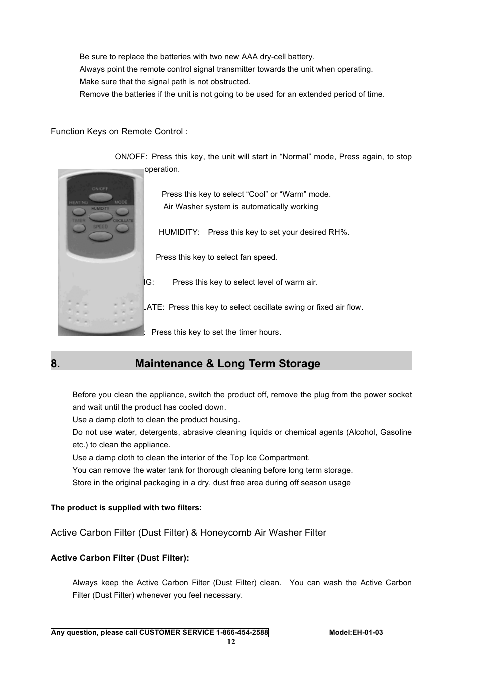 Maintenance & long term storage | Energy Tech Laboratories EH-01-03 User Manual | Page 12 / 16