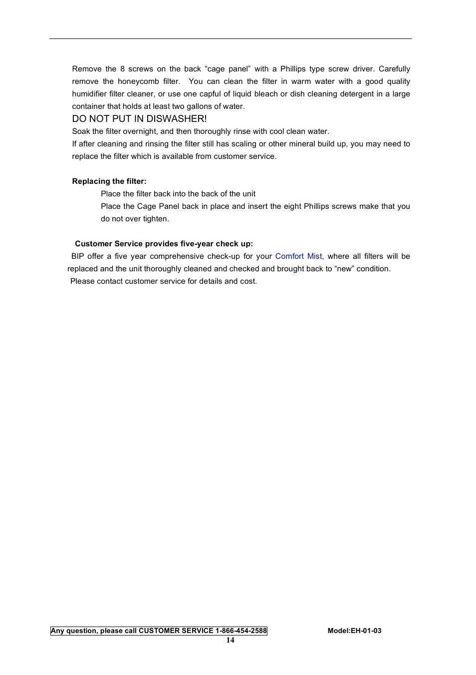 Do not put in diswasher | Energy Tech Laboratories EH-01-03 User Manual | Page 14 / 16