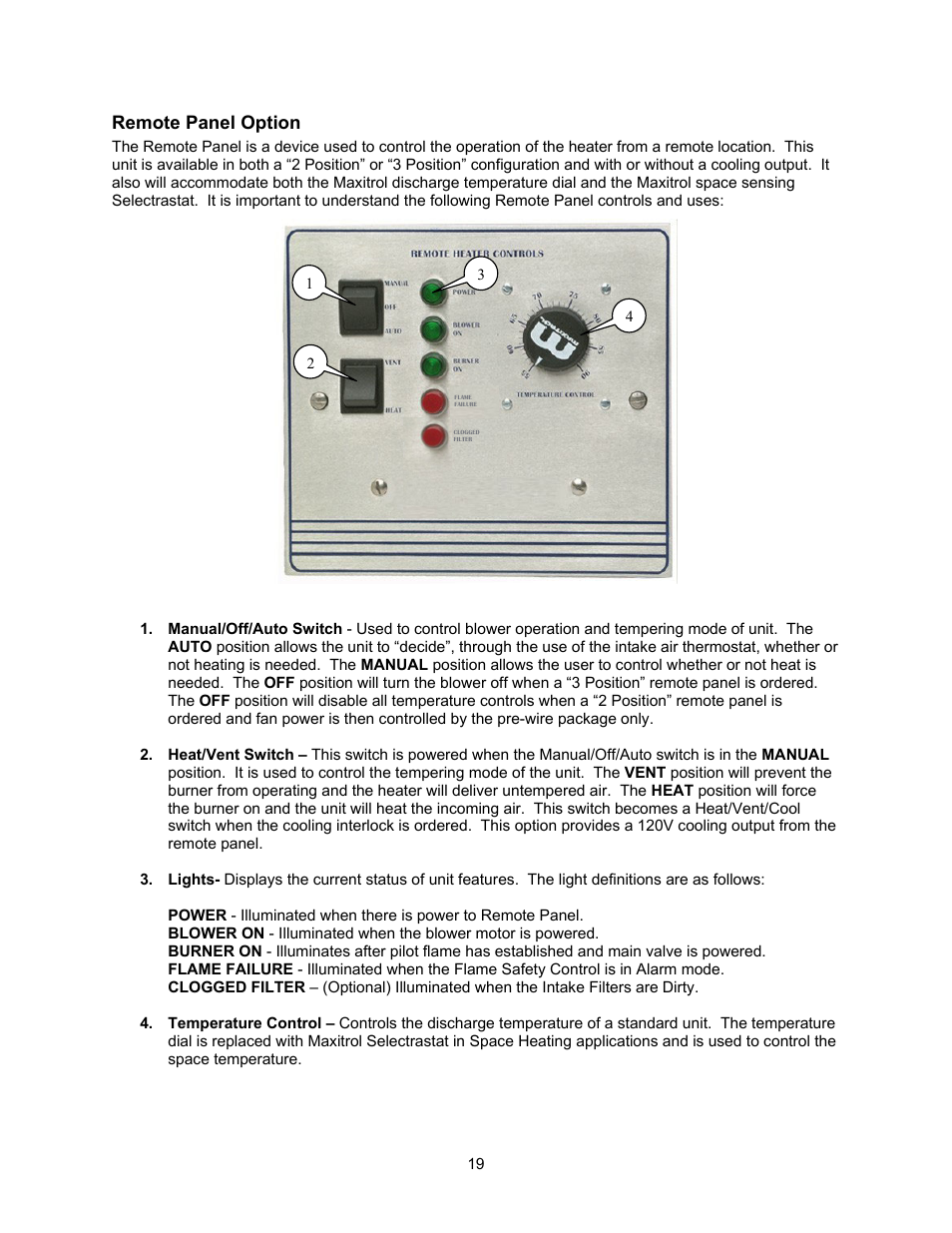 Remote panel option | Energy Tech Laboratories Modular Direct Fired Heaters User Manual | Page 19 / 28