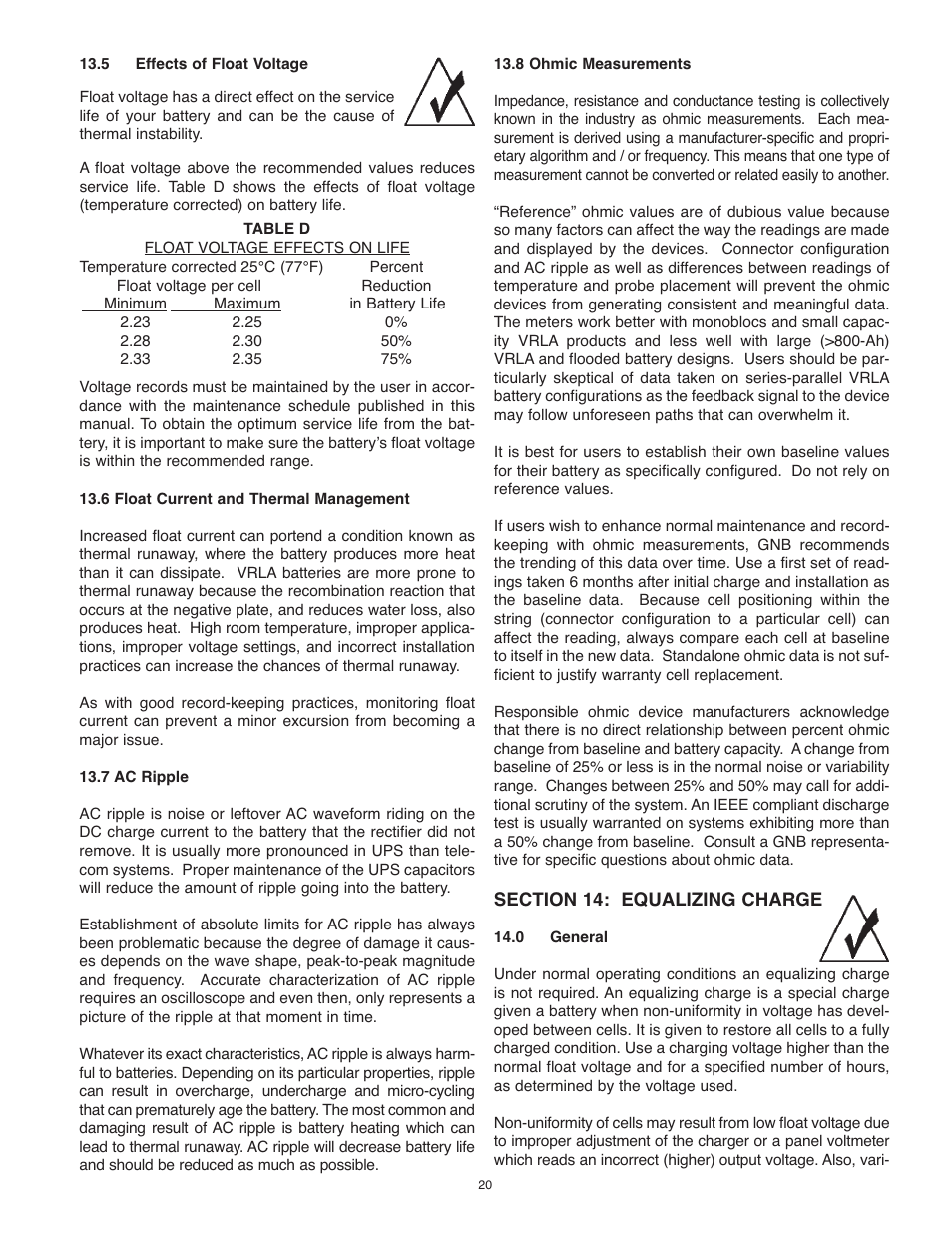 Exide Technologies PORTFOLIO PAR20 User Manual | Page 20 / 29