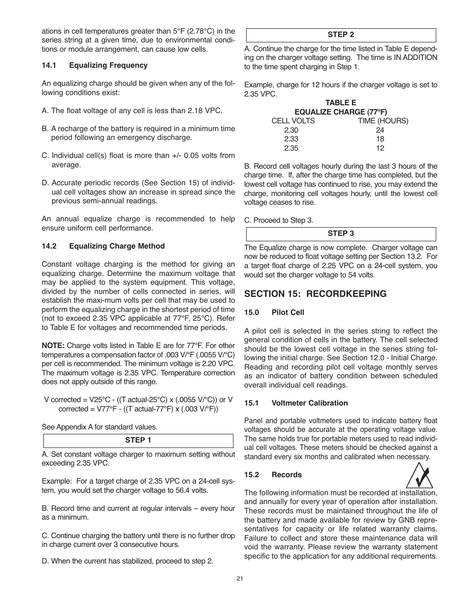 Exide Technologies PORTFOLIO PAR20 User Manual | Page 21 / 29