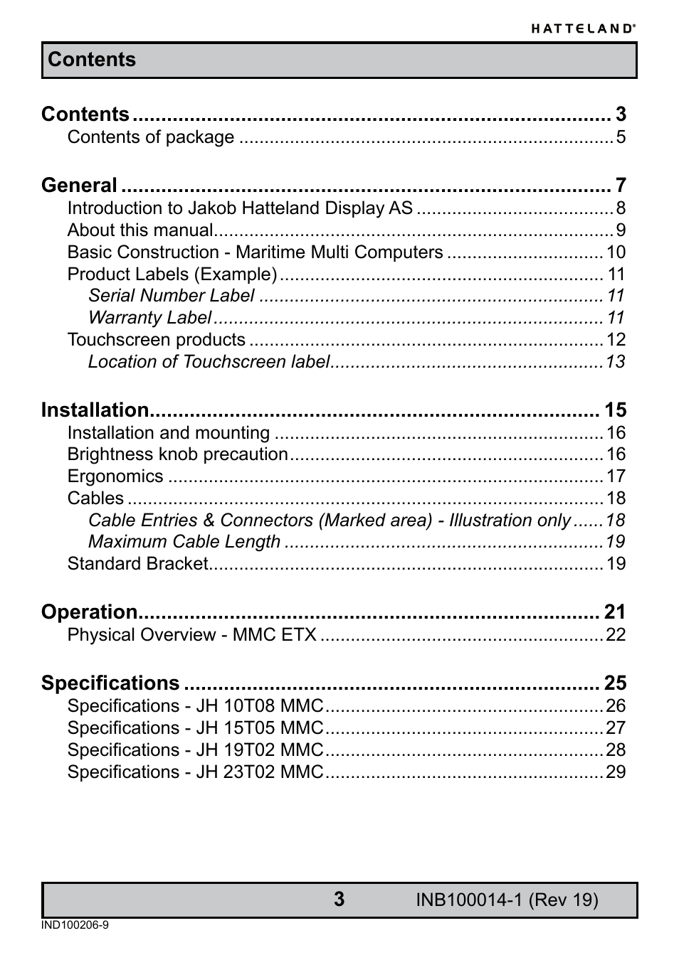 Elo TouchSystems JH 23T02 User Manual | Page 3 / 54