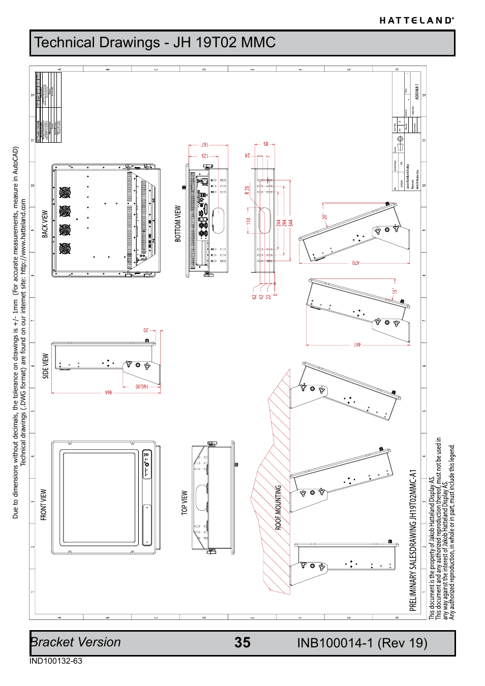 Bracket version | Elo TouchSystems JH 23T02 User Manual | Page 35 / 54