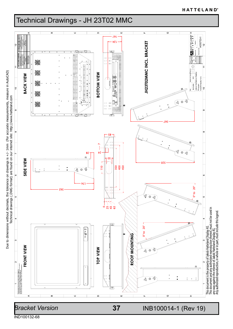 Bracket version | Elo TouchSystems JH 23T02 User Manual | Page 37 / 54