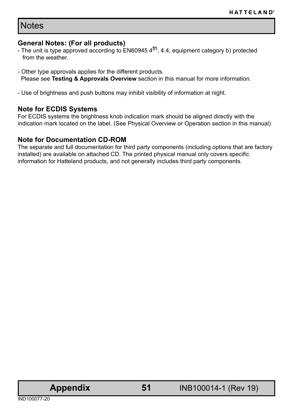 Notes, General notes: (for all products), Note for ecdis systems | Note for documentation cd-rom | Elo TouchSystems JH 23T02 User Manual | Page 51 / 54
