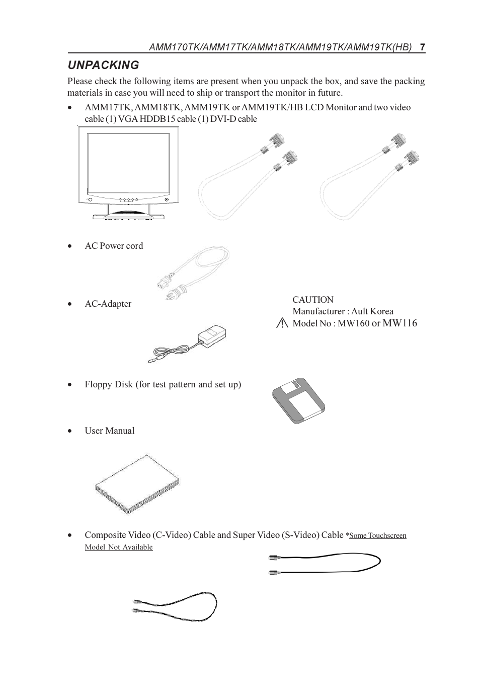 Unpacking | Elo TouchSystems AMM170TK User Manual | Page 7 / 37