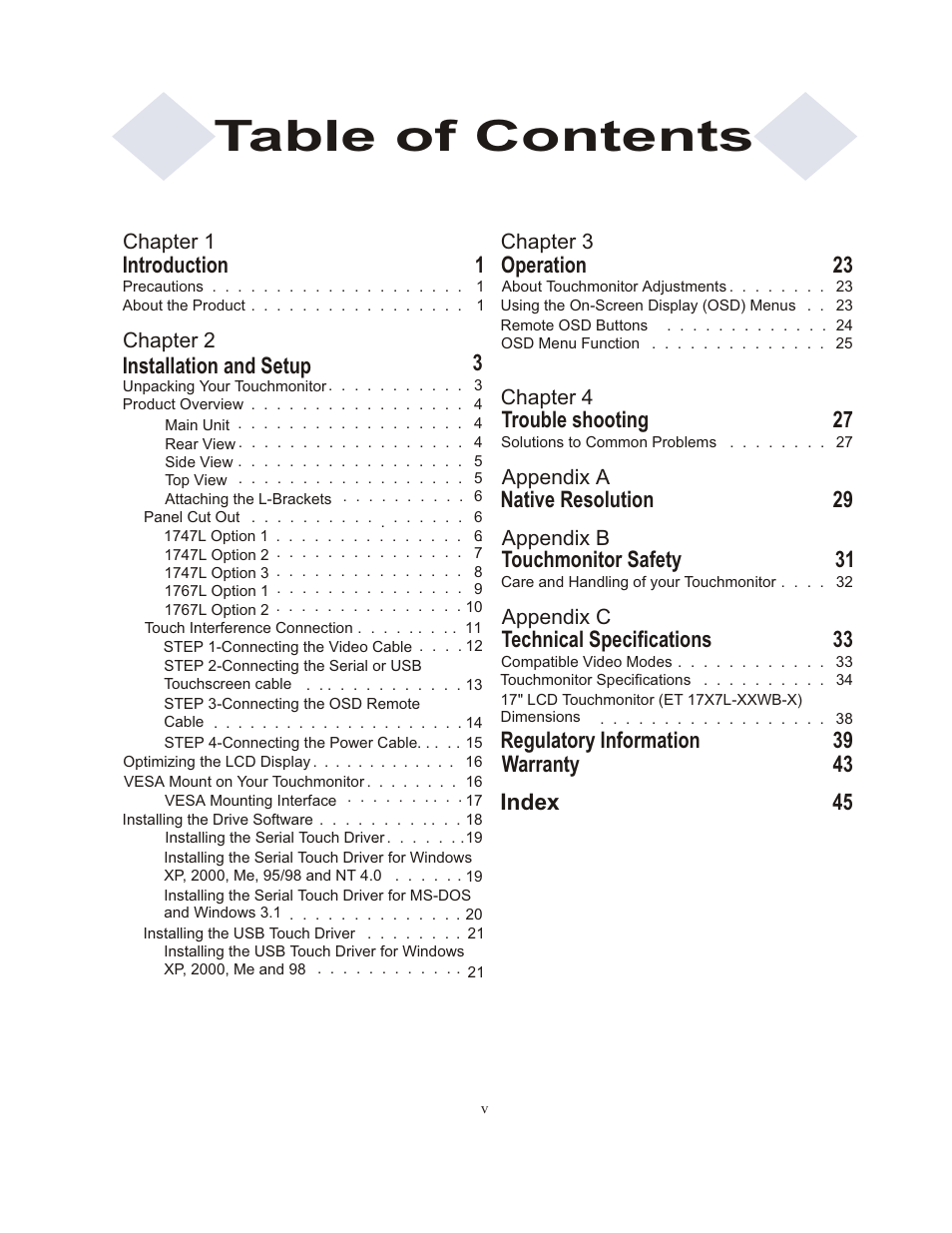 Elo TouchSystems 1767L Series User Manual | Page 6 / 54