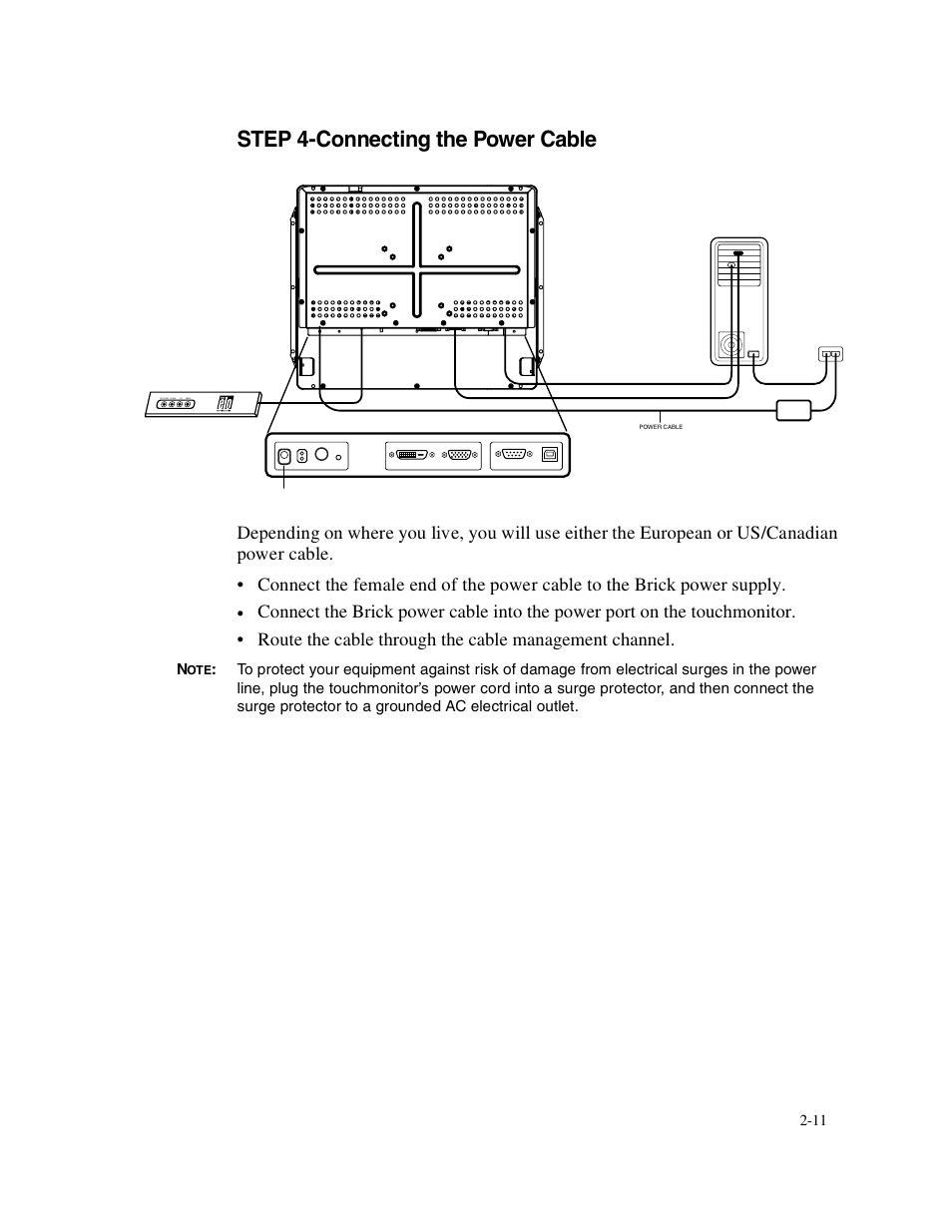 Step 4-connecting the power cable | Elo TouchSystems 1746L User Manual | Page 15 / 45