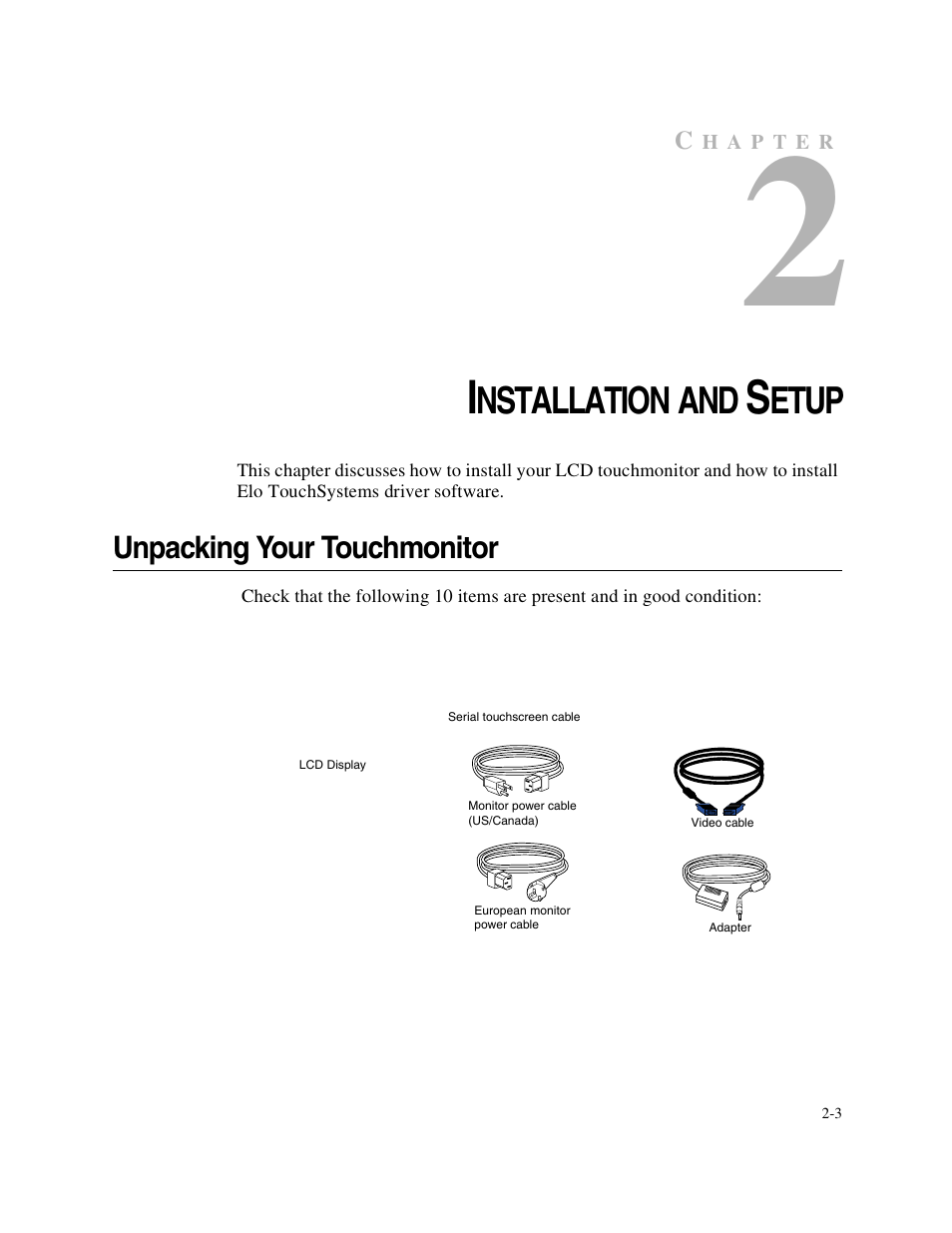 Nstallation and, Etup | Elo TouchSystems 1746L User Manual | Page 7 / 45