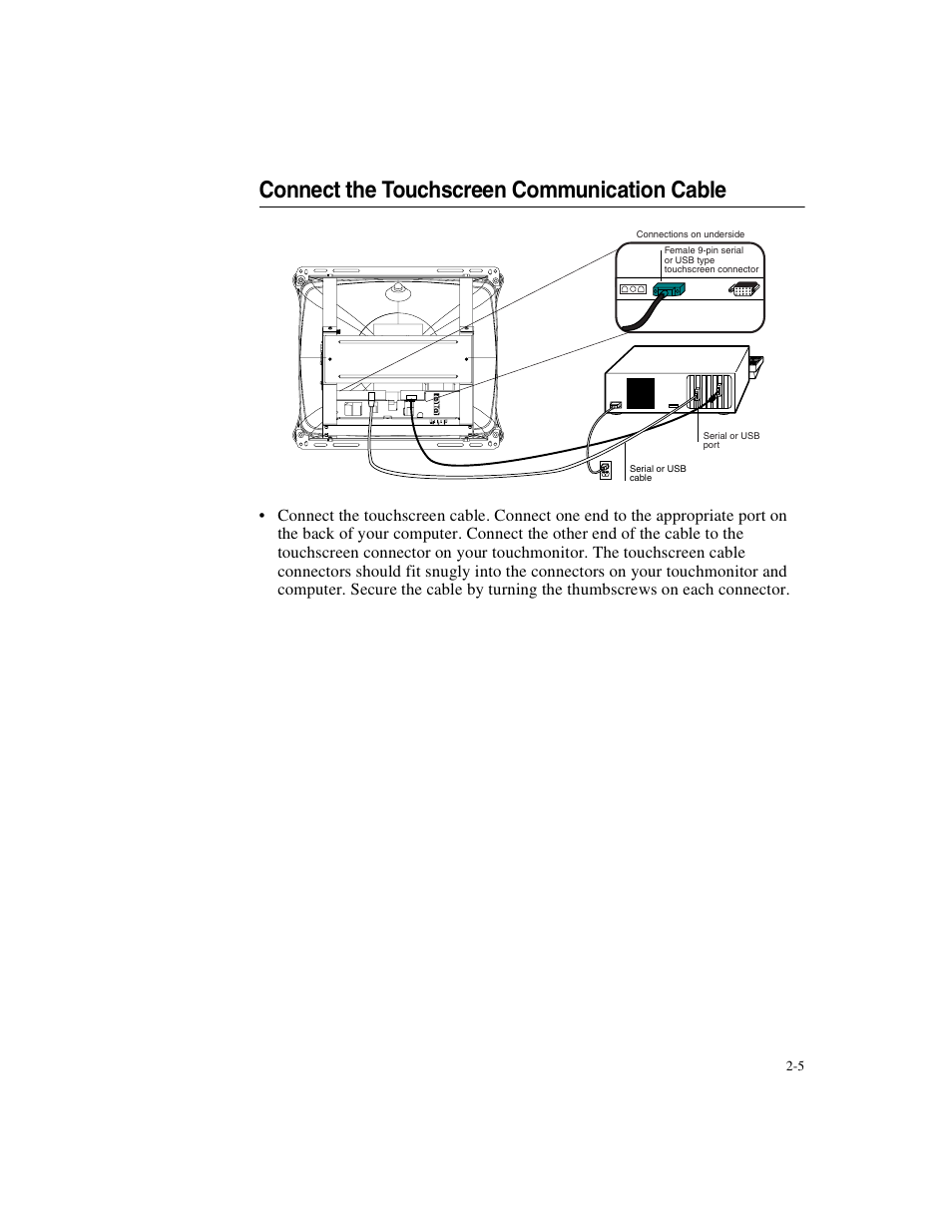 Connect the touchscreen communication cable | Elo TouchSystems ET1X8XC-4XWA-1 User Manual | Page 10 / 40