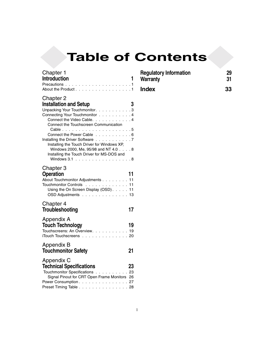 Elo TouchSystems ET1X8XC-4XWA-1 User Manual | Page 3 / 40