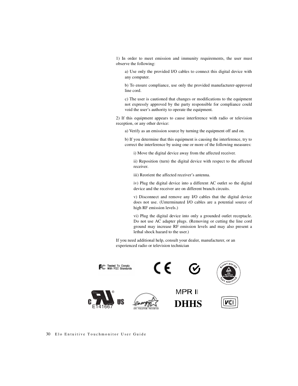 Dhhs | Elo TouchSystems ET1X8XC-4XWA-1 User Manual | Page 35 / 40