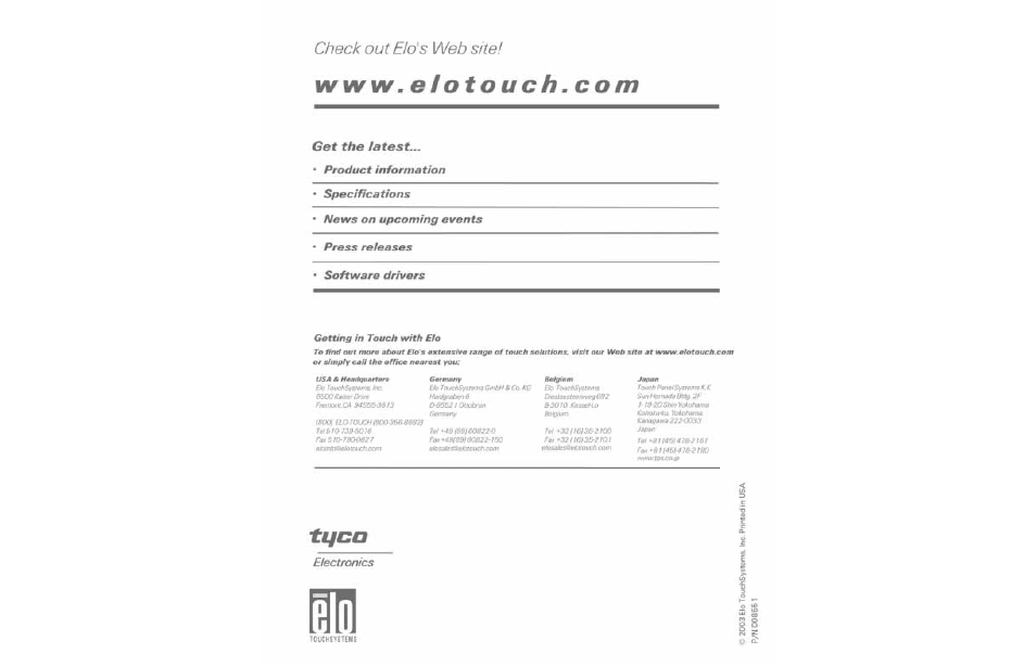 Elo TouchSystems ET1X8XC-4XWA-1 User Manual | Page 40 / 40