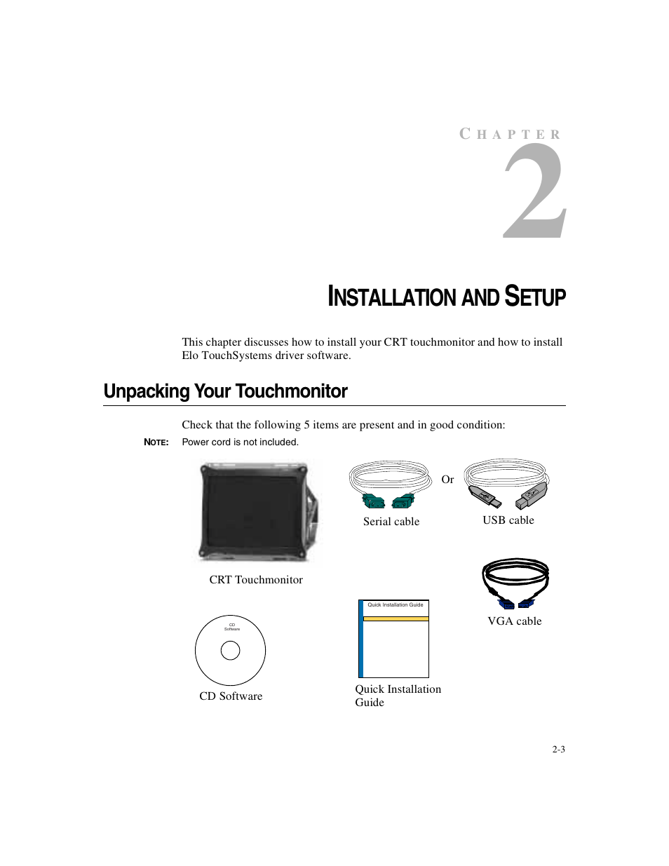 Nstallation, Etup, Unpacking your touchmonitor | Elo TouchSystems ET1X8XC-4XWA-1 User Manual | Page 8 / 40