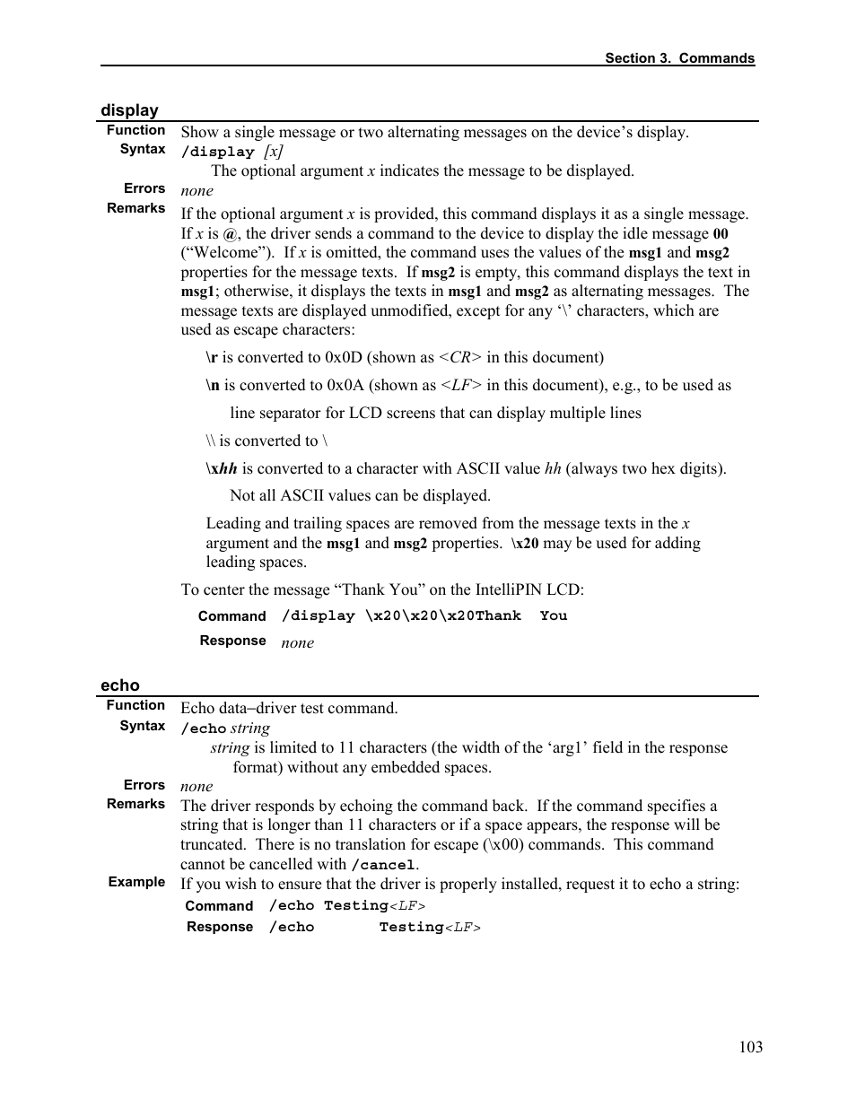 Display, Echo | Elo TouchSystems 1525L User Manual | Page 106 / 181