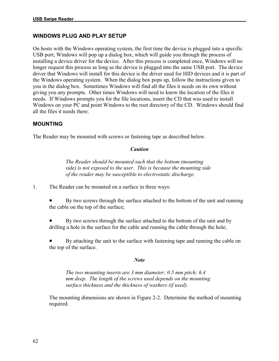 Windows plug and play setup, Mounting | Elo TouchSystems 1525L User Manual | Page 65 / 181