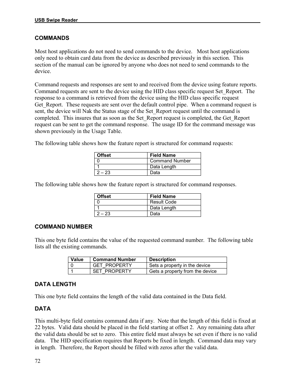 Commands, Command number, Data length | Data | Elo TouchSystems 1525L User Manual | Page 75 / 181