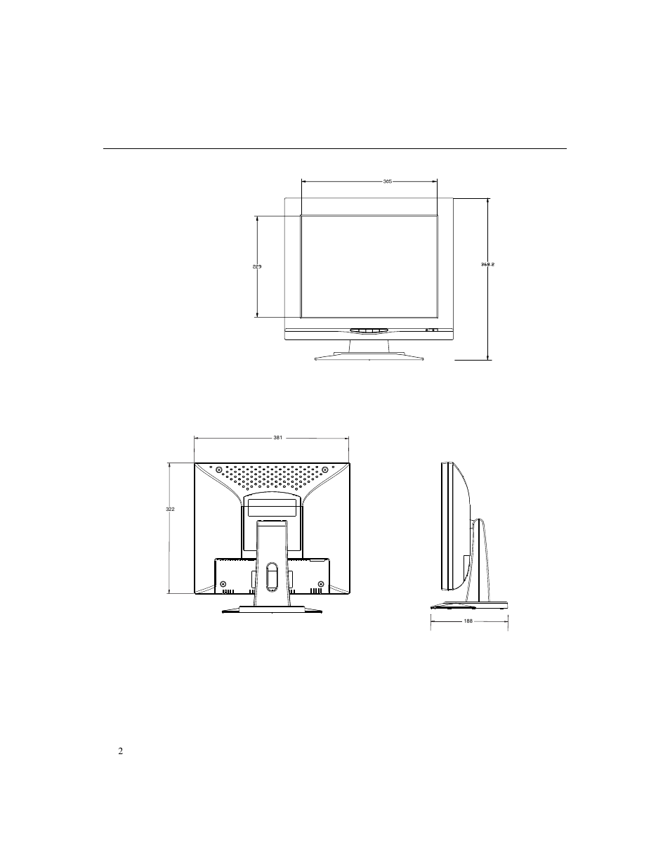 15" lcd touchmonitor (et1524l-xxwc-1) dimensions, Appendix c, Touchmonitor specifications | Elo TouchSystems 1524L Series User Manual | Page 32 / 40