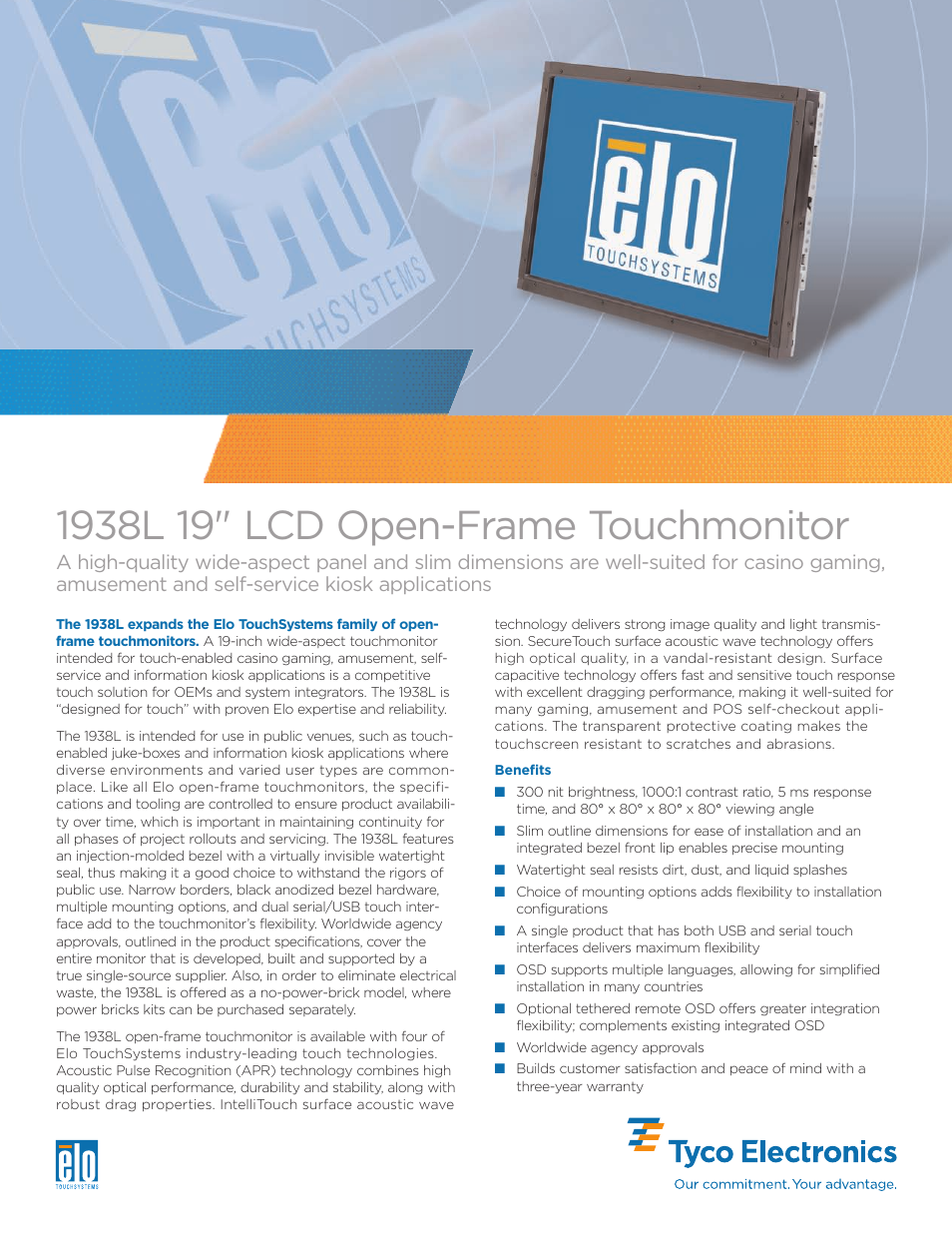 Elo TouchSystems Elo Entuitive 3000 Series 1938L User Manual | 2 pages