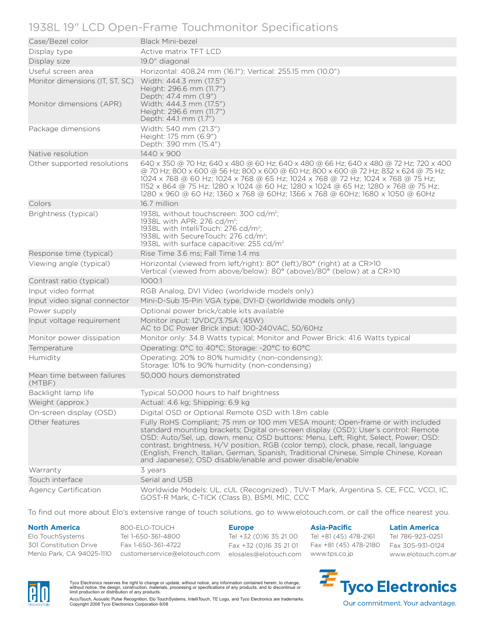 Elo TouchSystems Elo Entuitive 3000 Series 1938L User Manual | Page 2 / 2