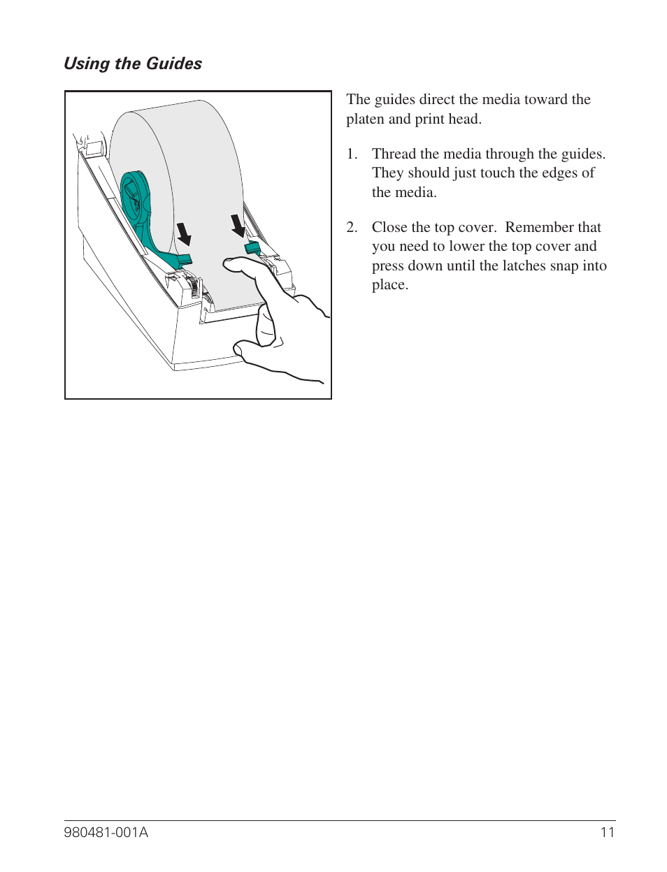 Using the guides 11 | Zebra Technologies LP 2824 User Manual | Page 19 / 56