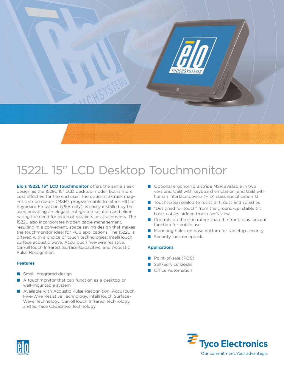 Elo TouchSystems Elo Entuitive 3000 Series 1522L User Manual | 2 pages