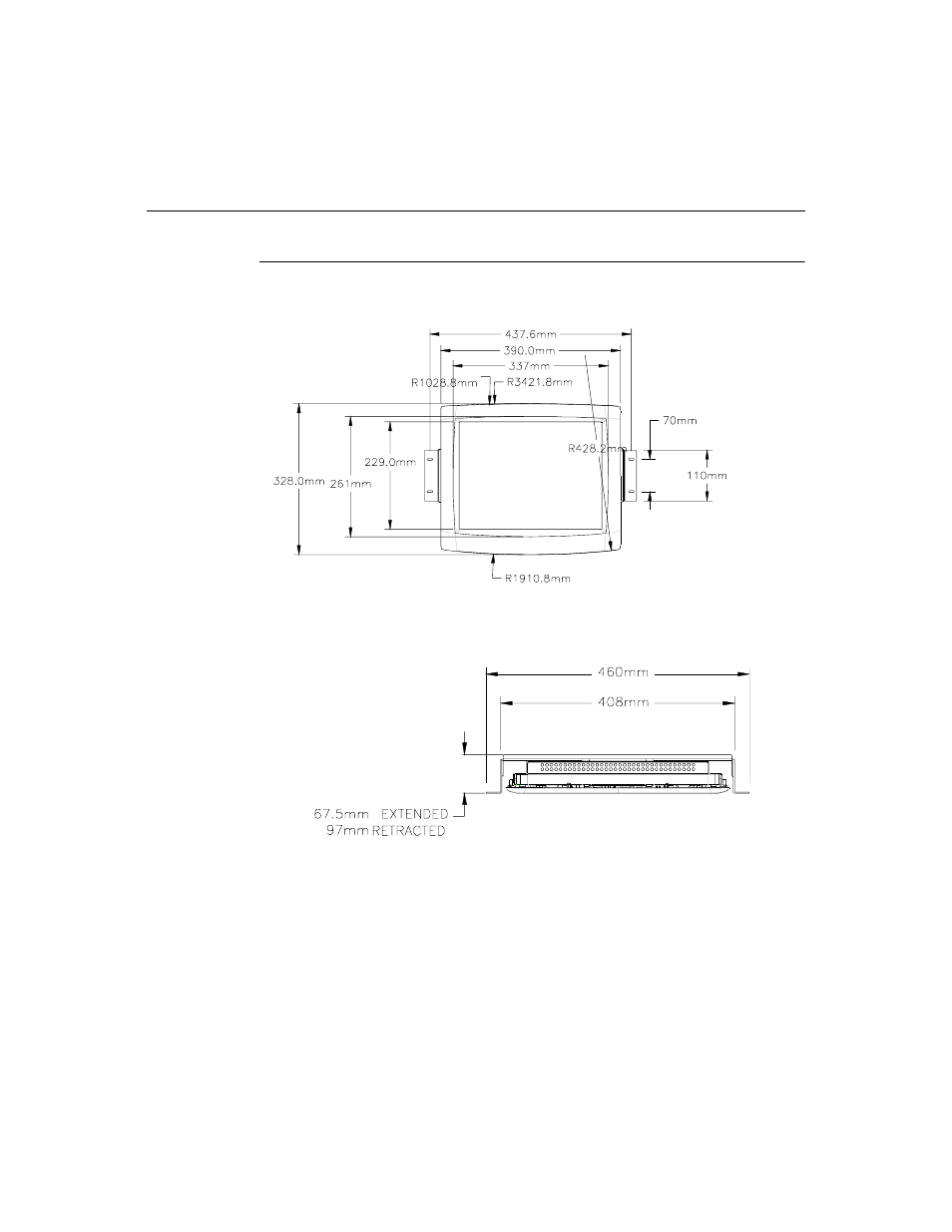 15" lcd touchmonitor dimensions, Et1545l, 15 " lcd touchmonitor dimensions | Elo TouchSystems ET1547L-XXWC-X User Manual | Page 46 / 61