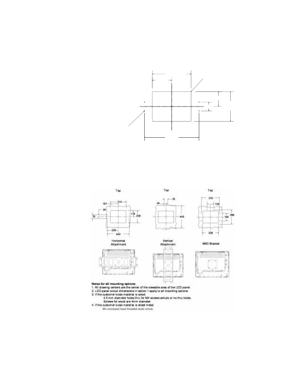 Et1567l front mount plate cut out | Elo TouchSystems ET1547L-XXWC-X User Manual | Page 52 / 61