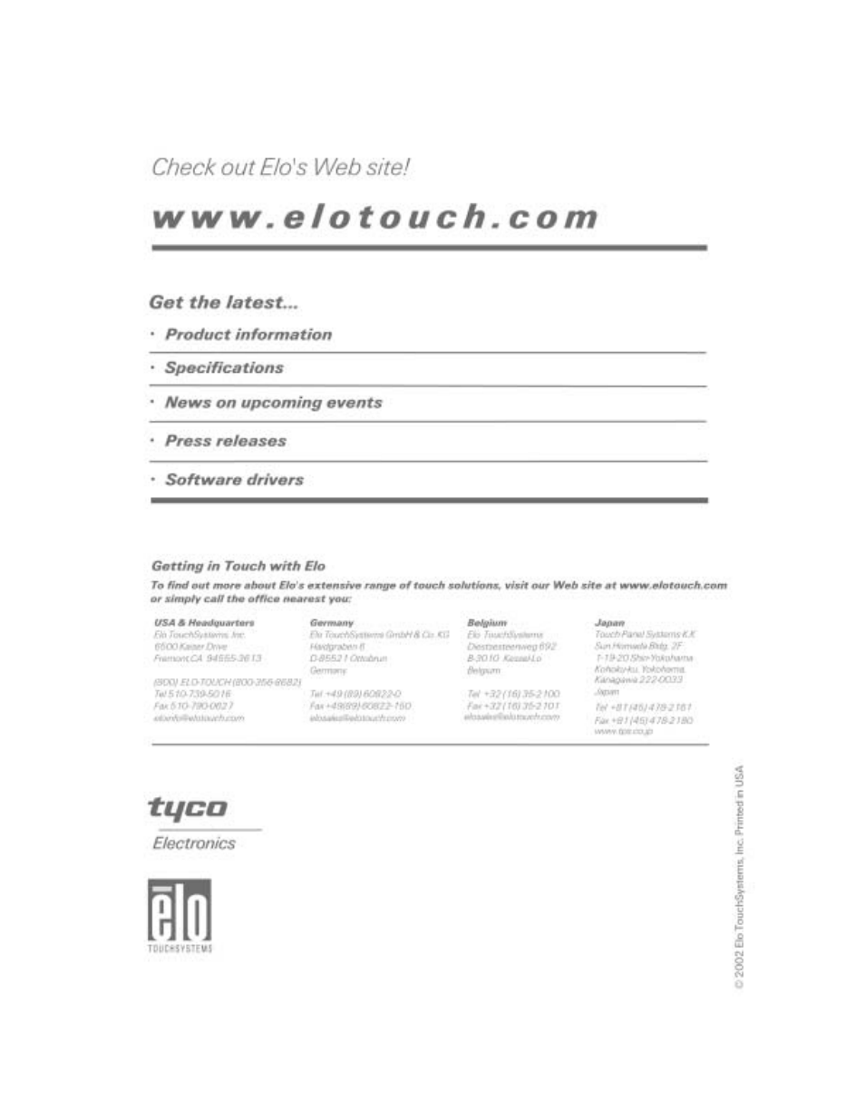 Elo TouchSystems ET1547L-XXWC-X User Manual | Page 61 / 61