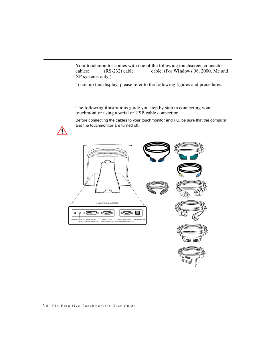 Touch interface connection, Serial or usb connection | Elo TouchSystems 1825L Series User Manual | Page 12 / 51