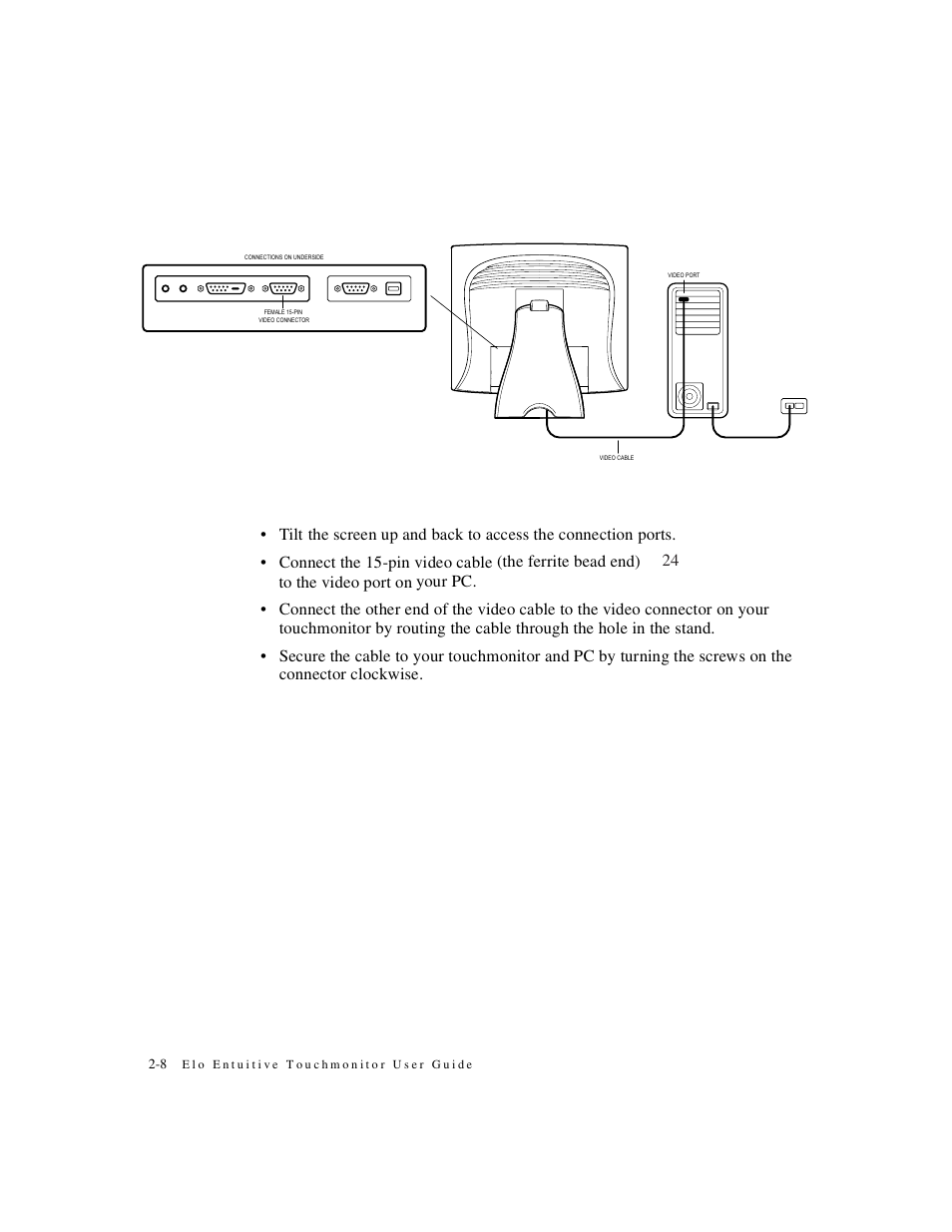 Step 2-connecting the video cable | Elo TouchSystems 1825L Series User Manual | Page 14 / 51