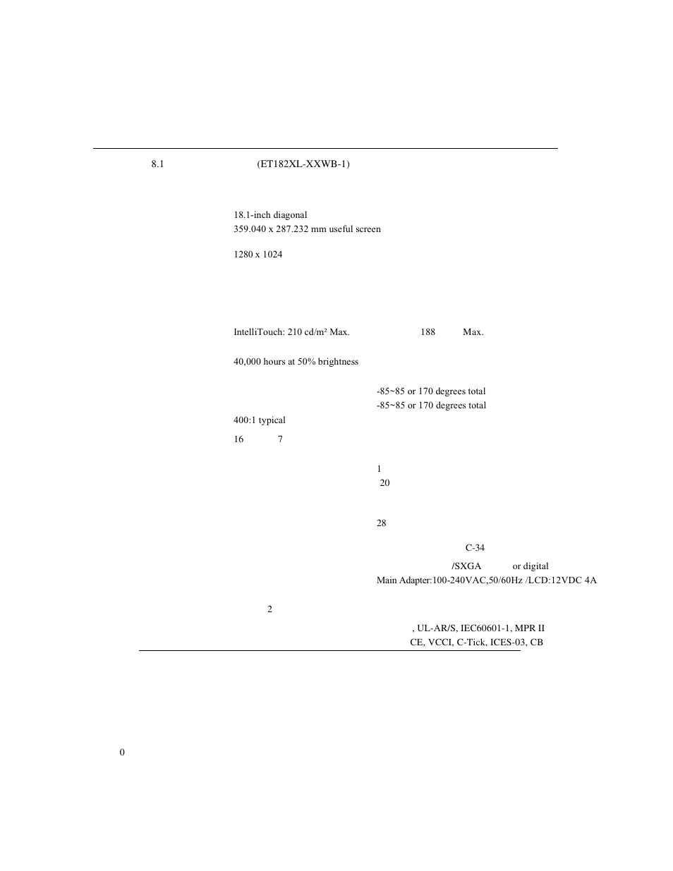 Touchmonitor specifications | Elo TouchSystems 1825L Series User Manual | Page 36 / 51