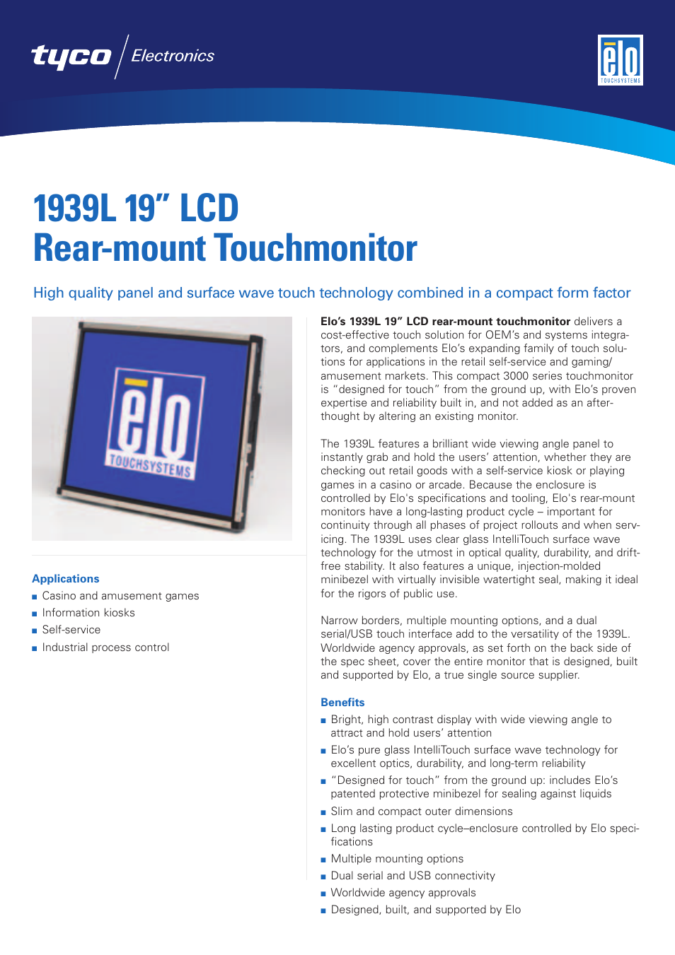 Elo TouchSystems Elo Entuitive 3000 Series 1939L User Manual | 2 pages