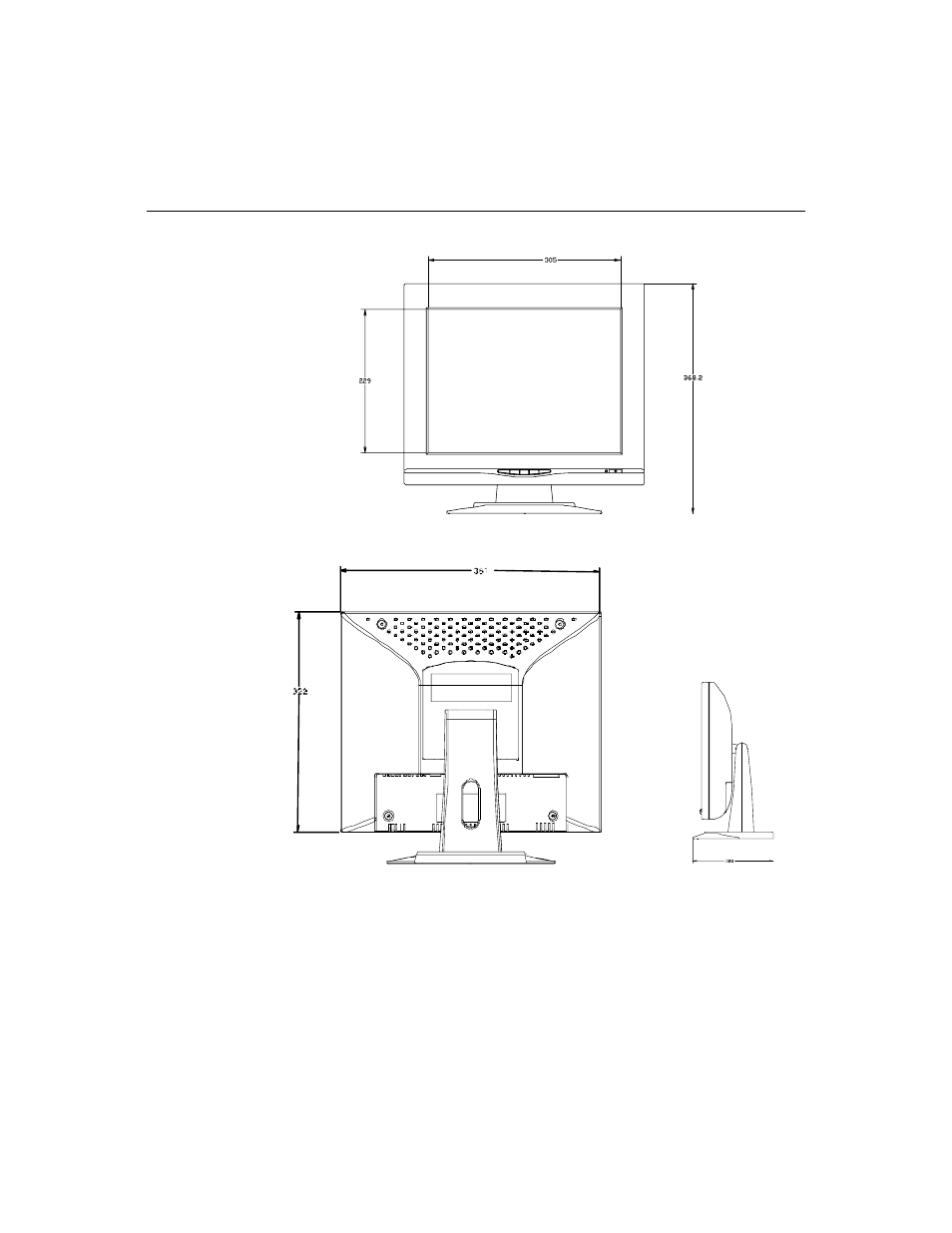 15" lcd touchmonitor (et1524l-xxwc-1) dimensions, 15" lcd touchmonitor (et1524l-xxwc-1), Dimensions | Elo TouchSystems 1524L User Manual | Page 31 / 39