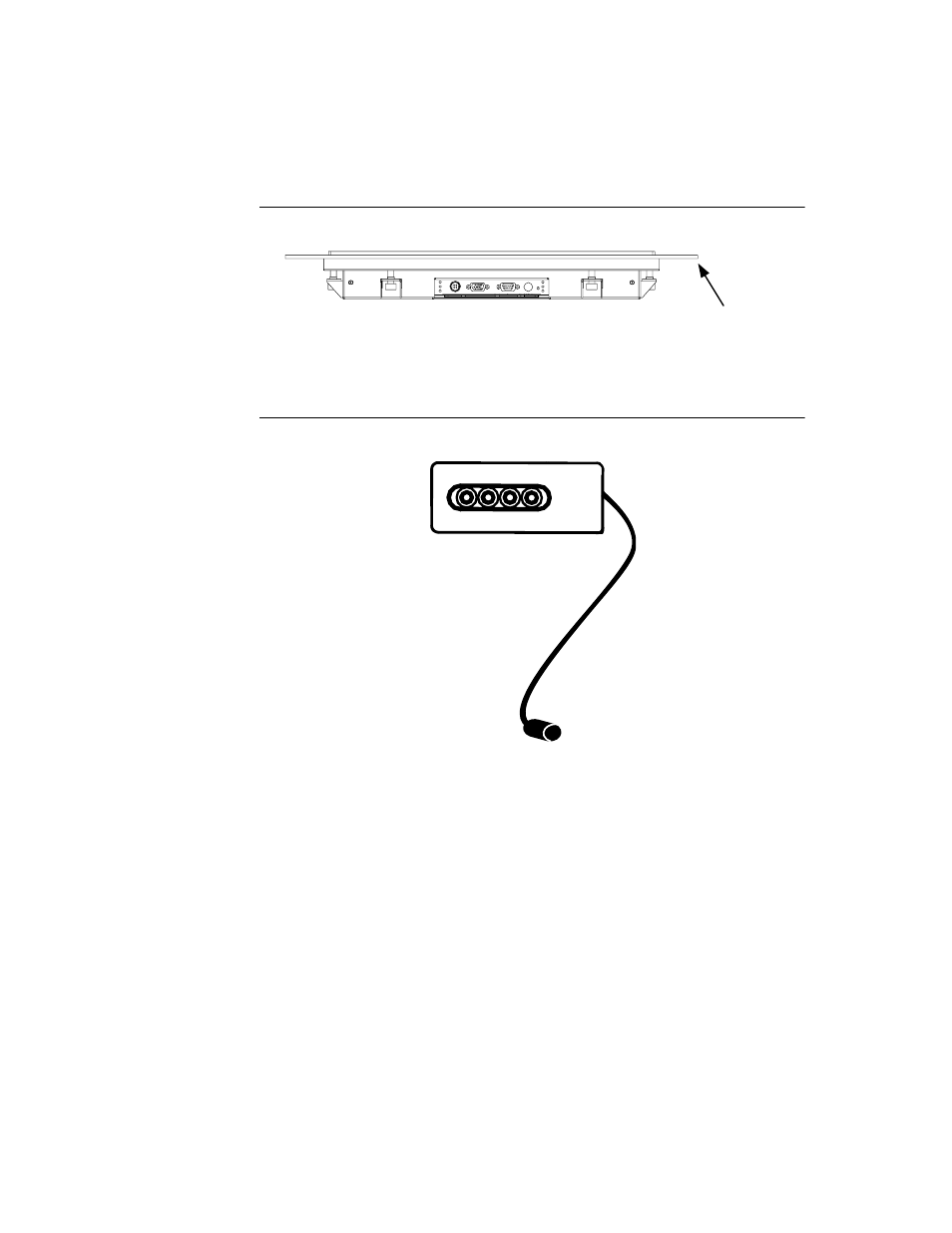 Bottom view, Remote osd with cable attachment, Bottom view remote osd with cable attachment | Elo TouchSystems ET1566L-9SWA-6 User Manual | Page 13 / 52