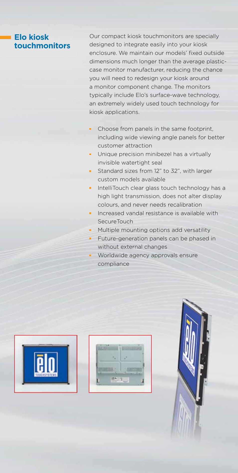 Elo kiosk touchmonitors | Elo TouchSystems Toucmonitor User Manual | Page 9 / 10