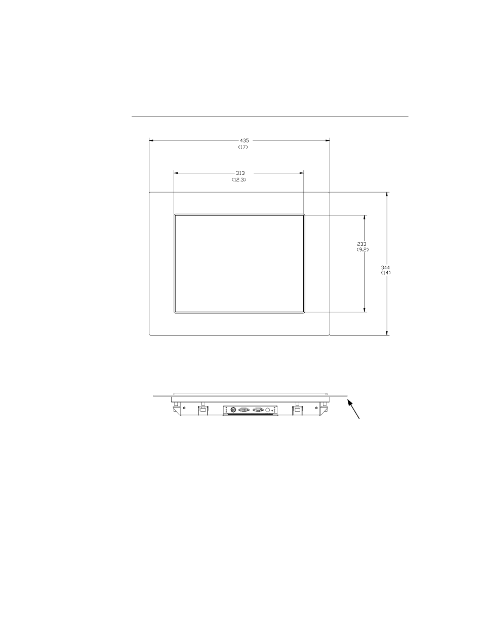15" lcd panel mount touchmonitor, Et1566l-xswa-x) dimensions | Elo TouchSystems 1566L User Manual | Page 41 / 52