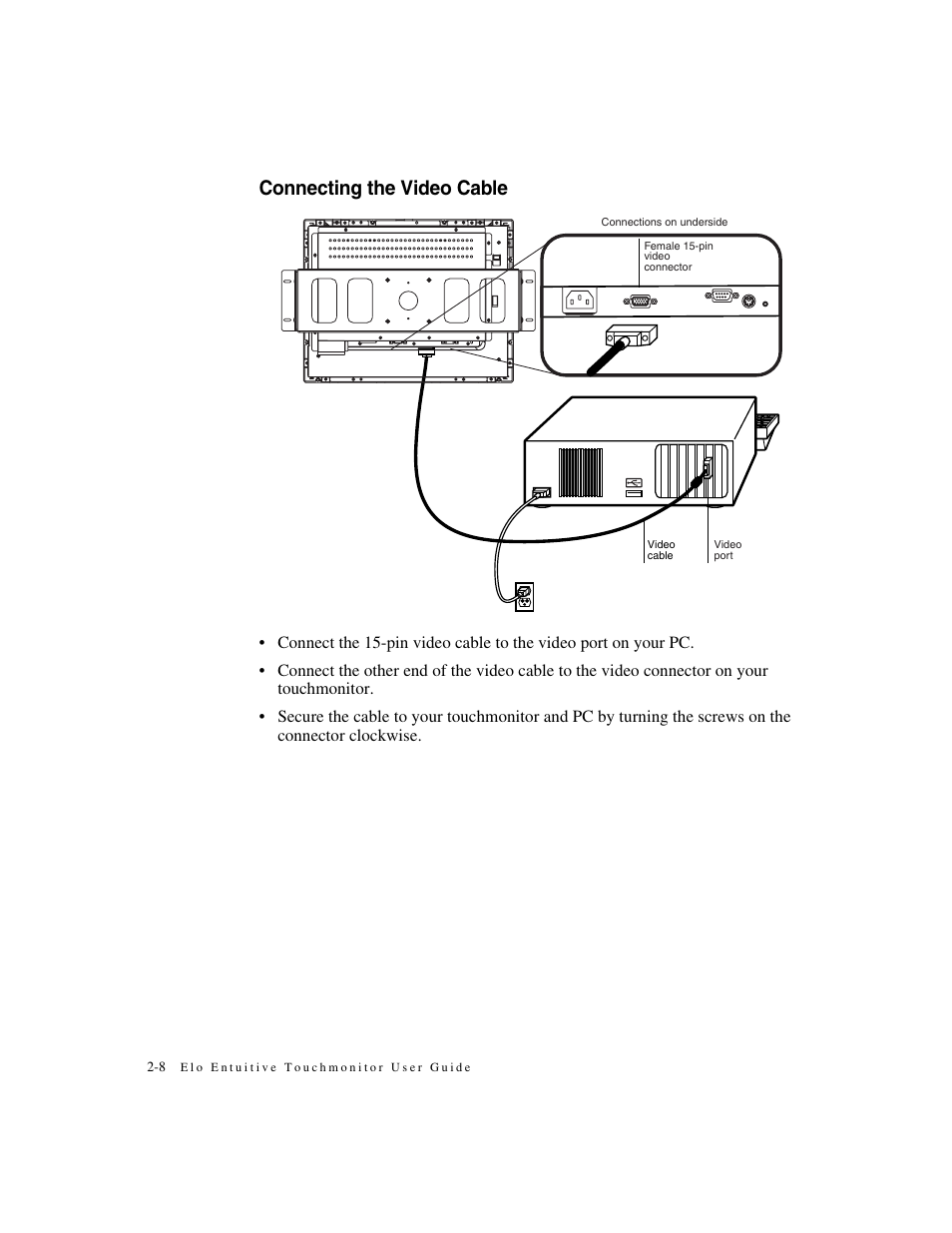 Connecting the video cable | Elo TouchSystems ET1546L-XXWA-X User Manual | Page 13 / 53