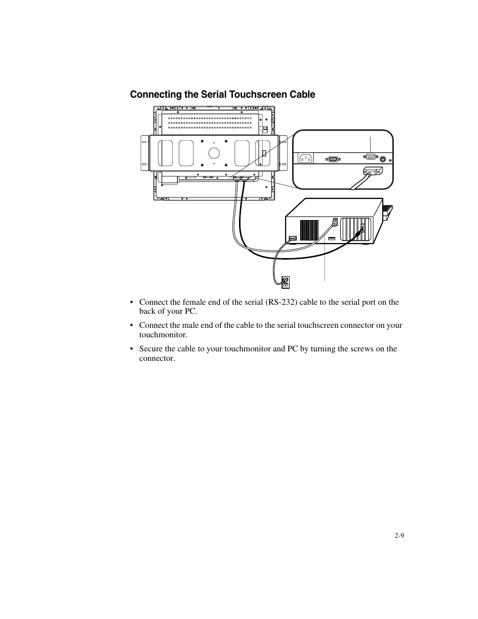 Connecting the serial touchscreen cable | Elo TouchSystems ET1546L-XXWA-X User Manual | Page 14 / 53