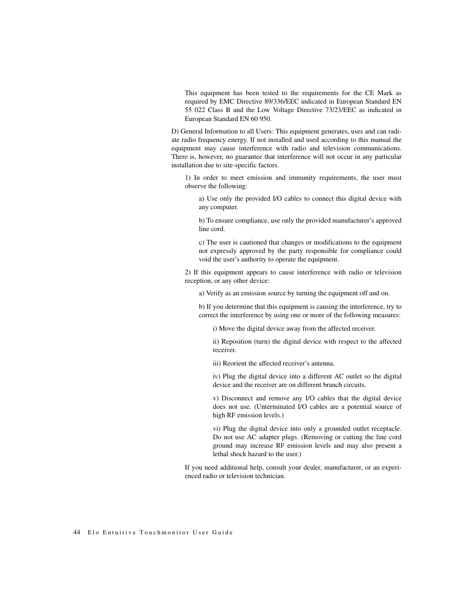 Elo TouchSystems ET1546L-XXWA-X User Manual | Page 49 / 53